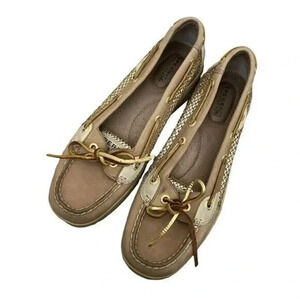 Sperry Topsider Angelfish Brown Leather Metallic Boat Shoe 7